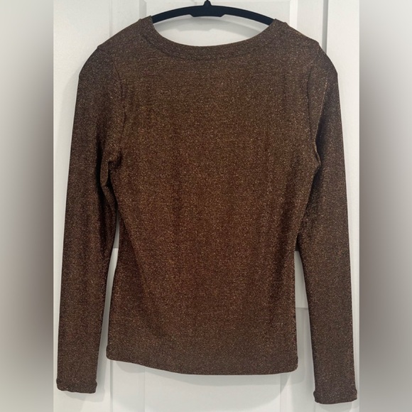 White House Black Market Antique Bronze Metallic Knit Top, Size XS, NWT - Picture 2 of 4